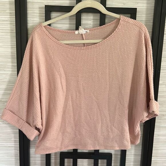 Caution to the wind blush pink waffle light weight oversized top m - Picture 1 of 4